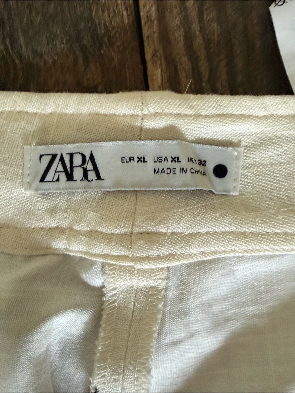 Zara • High-Waist Geometric Print Linen-Blend Cropped Wide-Leg Pants XL